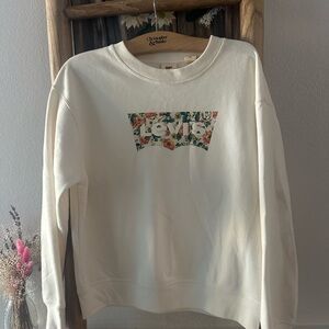 Levi's Cream Sweatshirt with Floral Logo